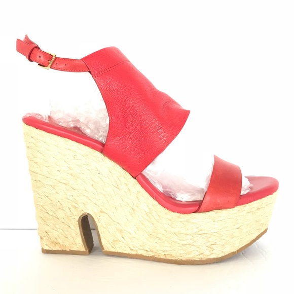 nike platform sandals red